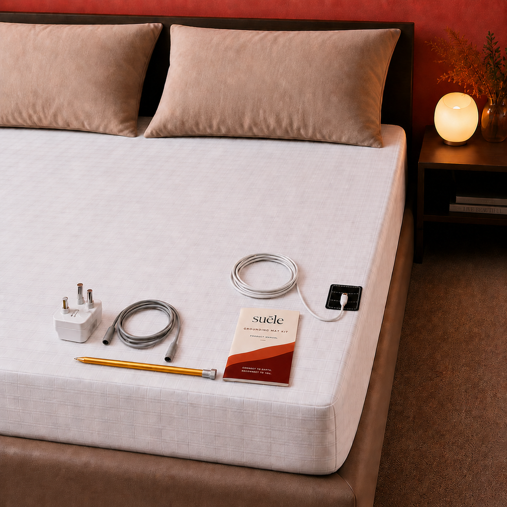 Terra Grounding Fitted Bed Sheet | Cotton & Silver with Earthing Rod Kit
